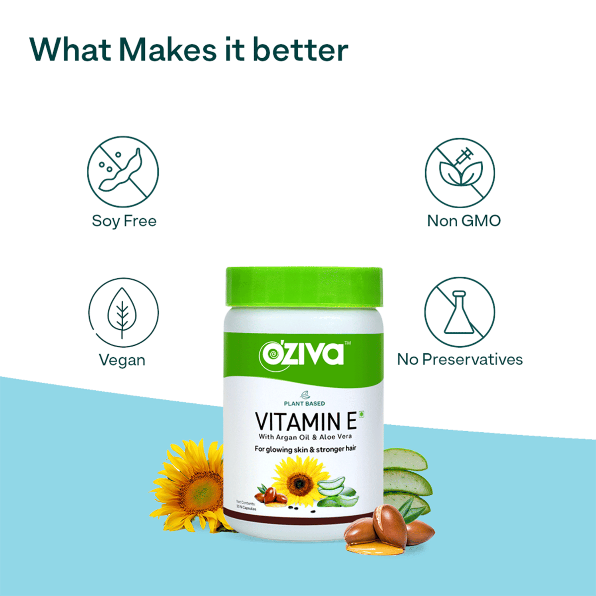 OZiva Plant Based Vitamin E, 30 Capsules Price, Uses, Side Effects
