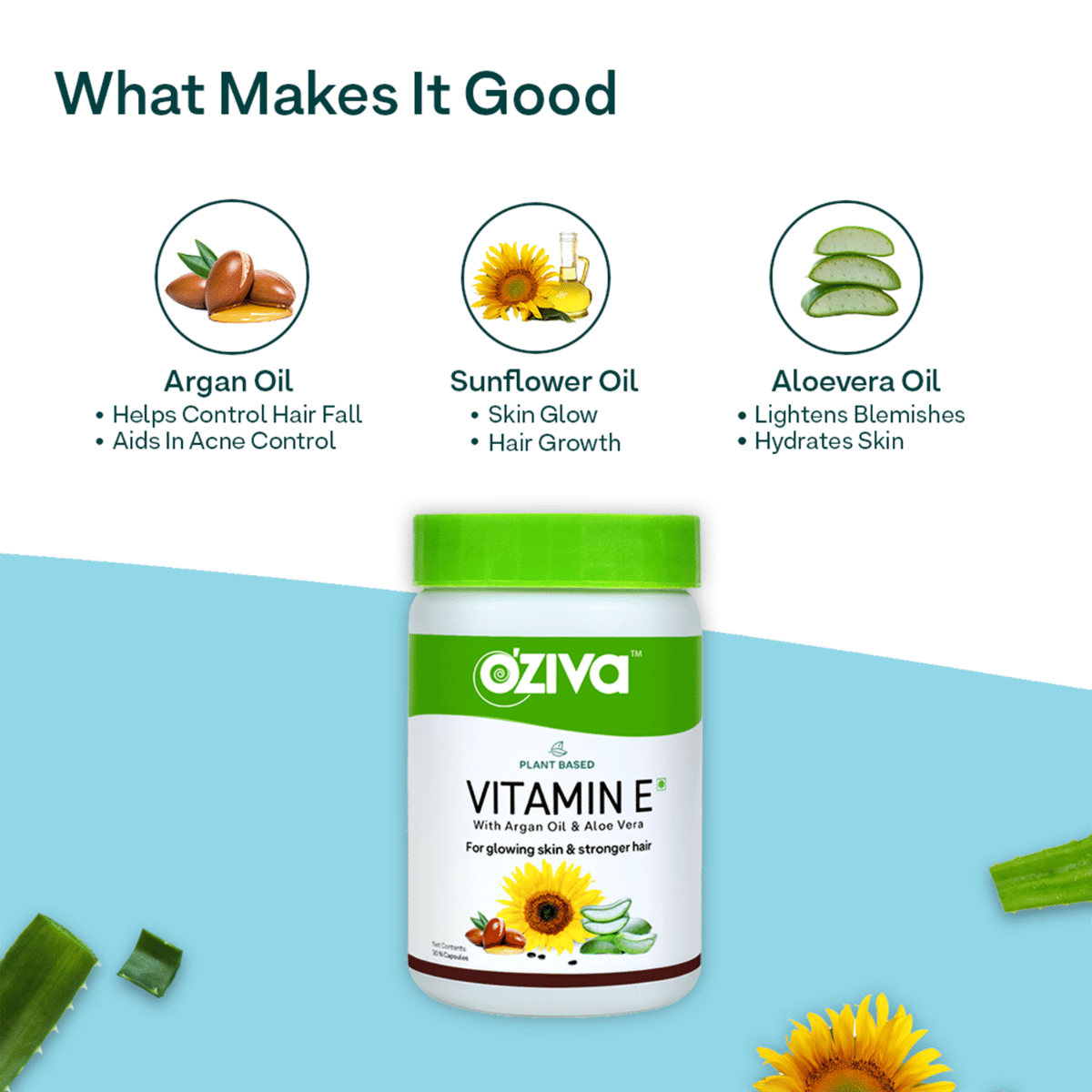 OZiva Plant Based Vitamin E, 30 Capsules Price, Uses, Side Effects