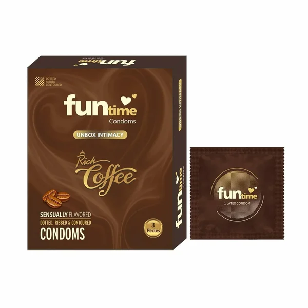 Funtime Rich Coffee Sensually Flavour Condoms, 3 Count