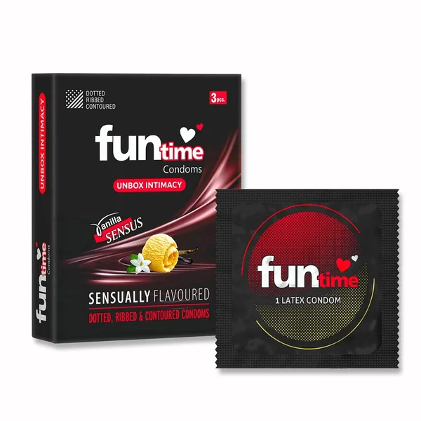 Funtime Vanilla Sensus Flavour Condoms, 3 Count, Pack of 1