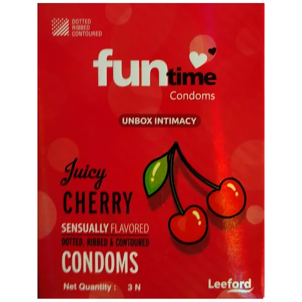 Funtime Juicy Cherry Sensually Flavour Condoms, 3 Count, Pack of 1