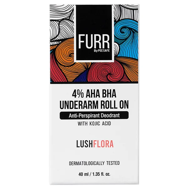 FURR By Pee Safe 4% AHA BHA Underarm Roll On Lushflora, 40 ml