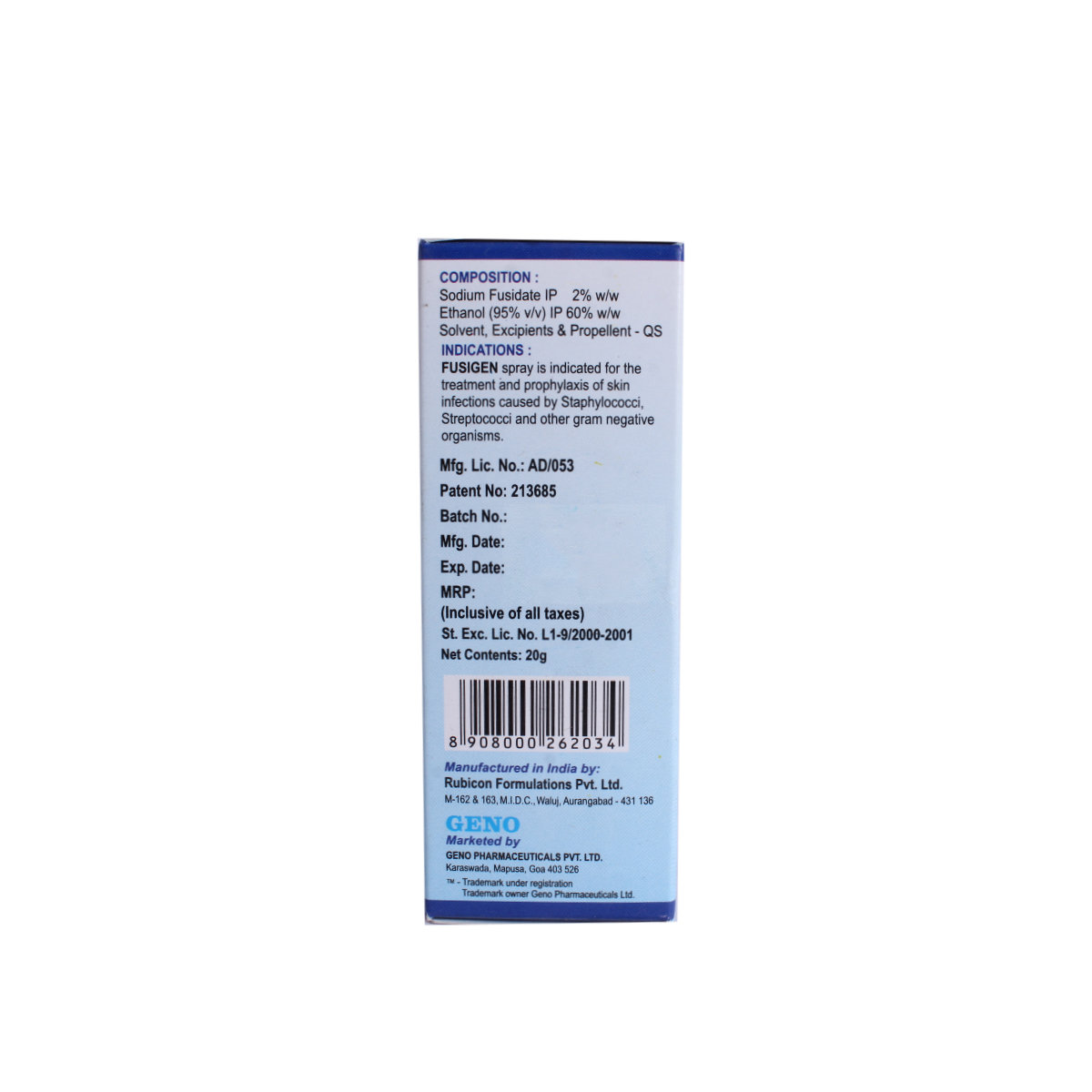 Fusigen Spray 20 gm, Pack of 1 Spray Fusigen Spray 20 gm, Pack of 1 Spray