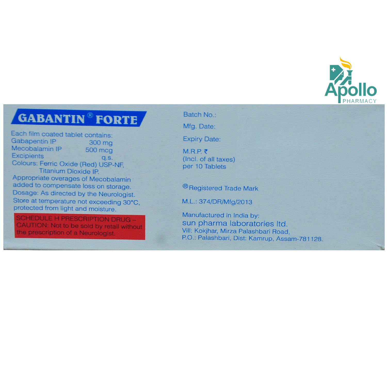 Gabantin Forte Tablet 10's, Pack of 10 TABLETS Gabantin Forte Tablet 10's, Pack of 10 TABLETS