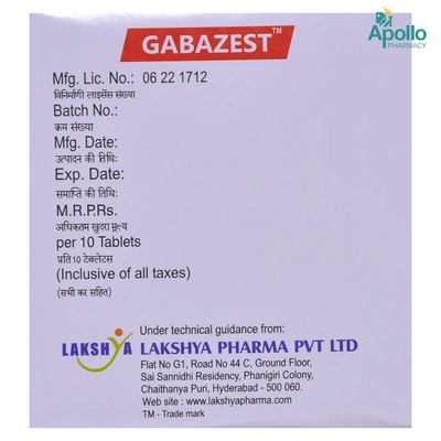 GABAZEST TABLET, Pack of 10 TABLETS