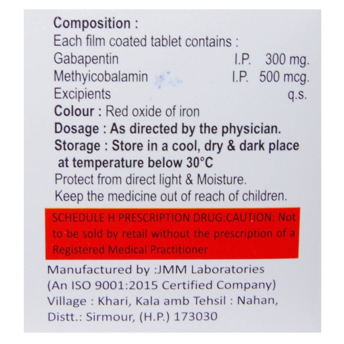 Gabalip M 300 mg/500 mcg Tablet 10's, Pack of 10 TABLETS Gabalip M 300 mg/500 mcg Tablet 10's, Pack of 10 TABLETS