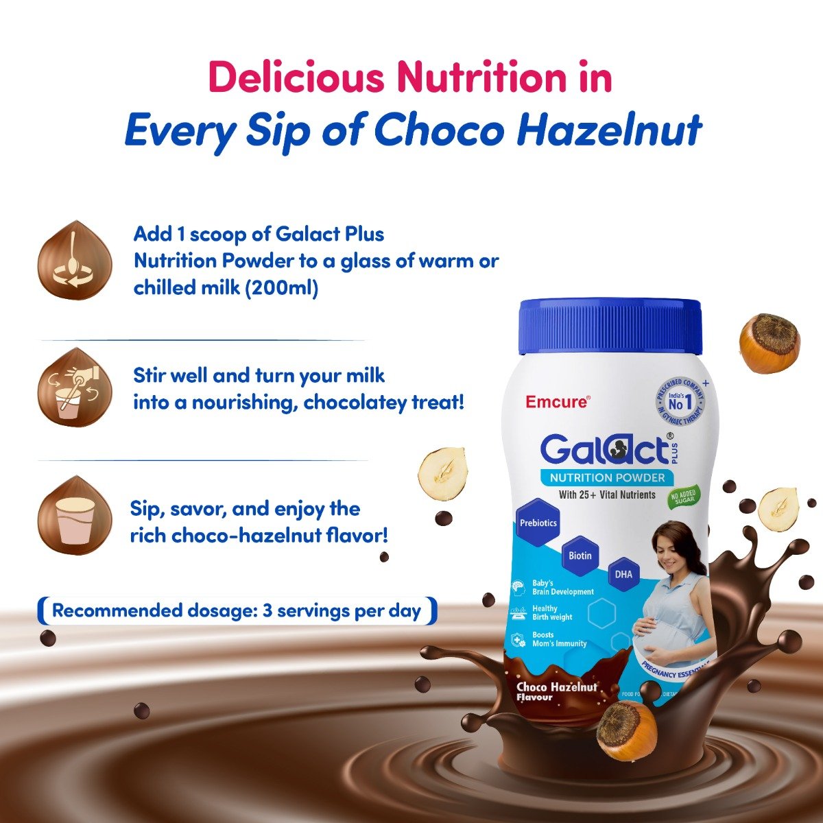 Galact Plus Pregnancy Nutrition Choco Hazelnut Flavour Powder, 400 gm, Pack of 1 Galact Plus Pregnancy Nutrition Choco Hazelnut Flavour Powder, 400 gm, Pack of 1