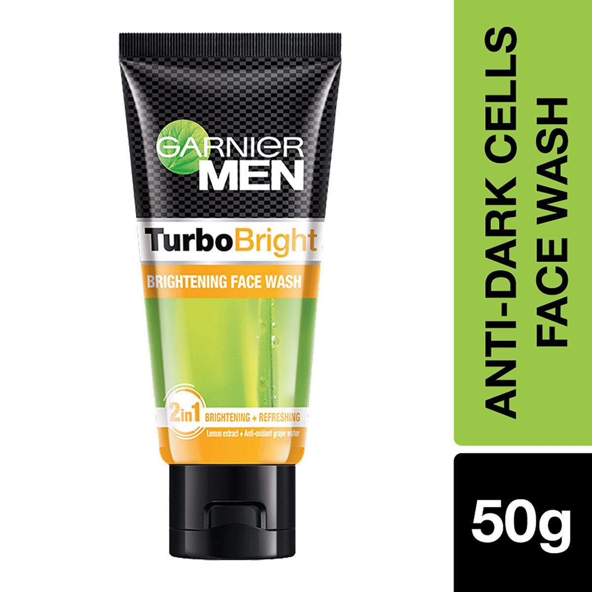 Garnier Men Turbo Bright Brightening Face Wash 50 gm | Lemon Extract & Grape Water | Fight Pollution | Deeply Cleanses & Refreshes | Brightens Skin | For Men, Pack of 1 Garnier Men Turbo Bright Brightening Face Wash 50 gm | Lemon Extract & Grape Water | Fight Pollution | Deeply Cleanses & Refreshes | Brightens Skin | For Men, Pack of 1
