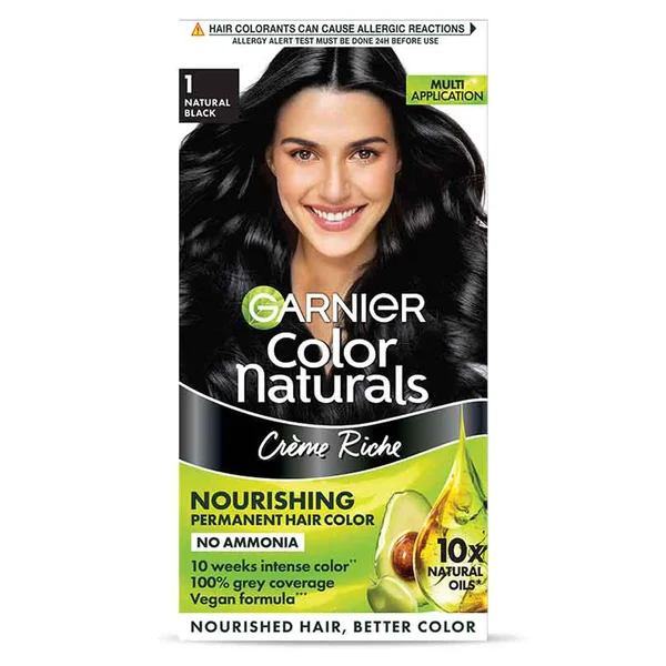 Garnier Color Naturals Shade 1 Natural Black Crème Hair Color, 1 Kit, Pack of 1