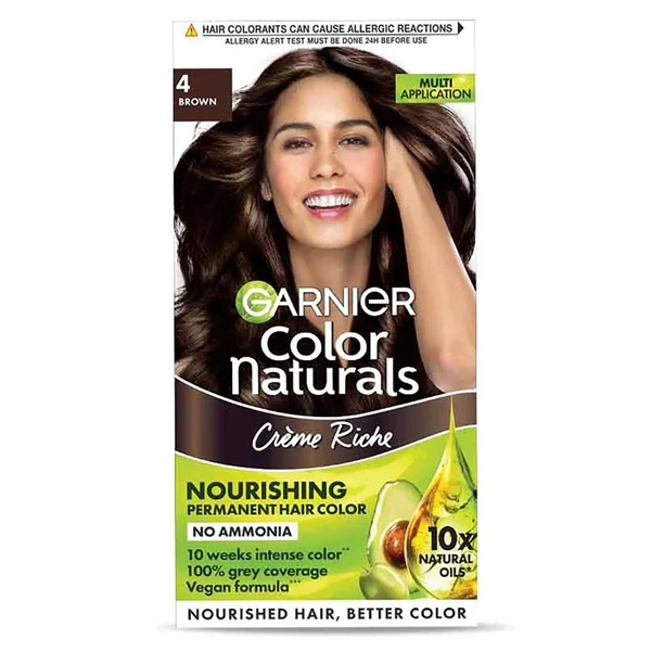 Garnier Color Naturals Creme Riche Shade 4 Brown Hair Color, 1 Kit, Pack of 1