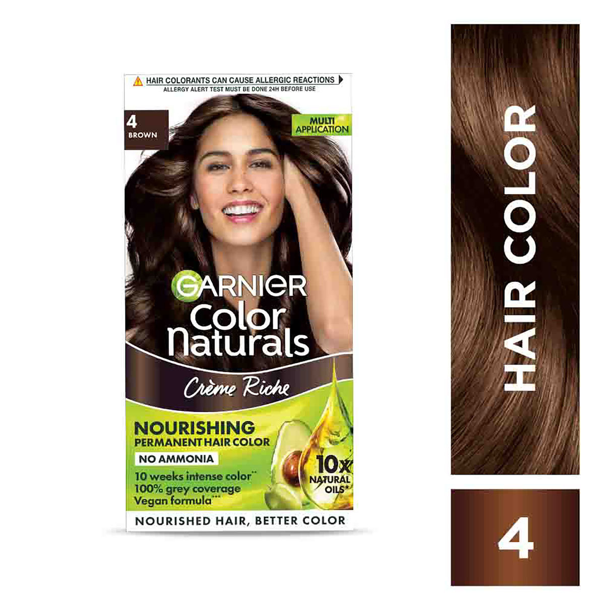 Garnier Color Naturals Creme Riche Shade 4 Brown Hair Color, 1 Kit, Pack of 1 Garnier Color Naturals Creme Riche Shade 4 Brown Hair Color, 1 Kit, Pack of 1