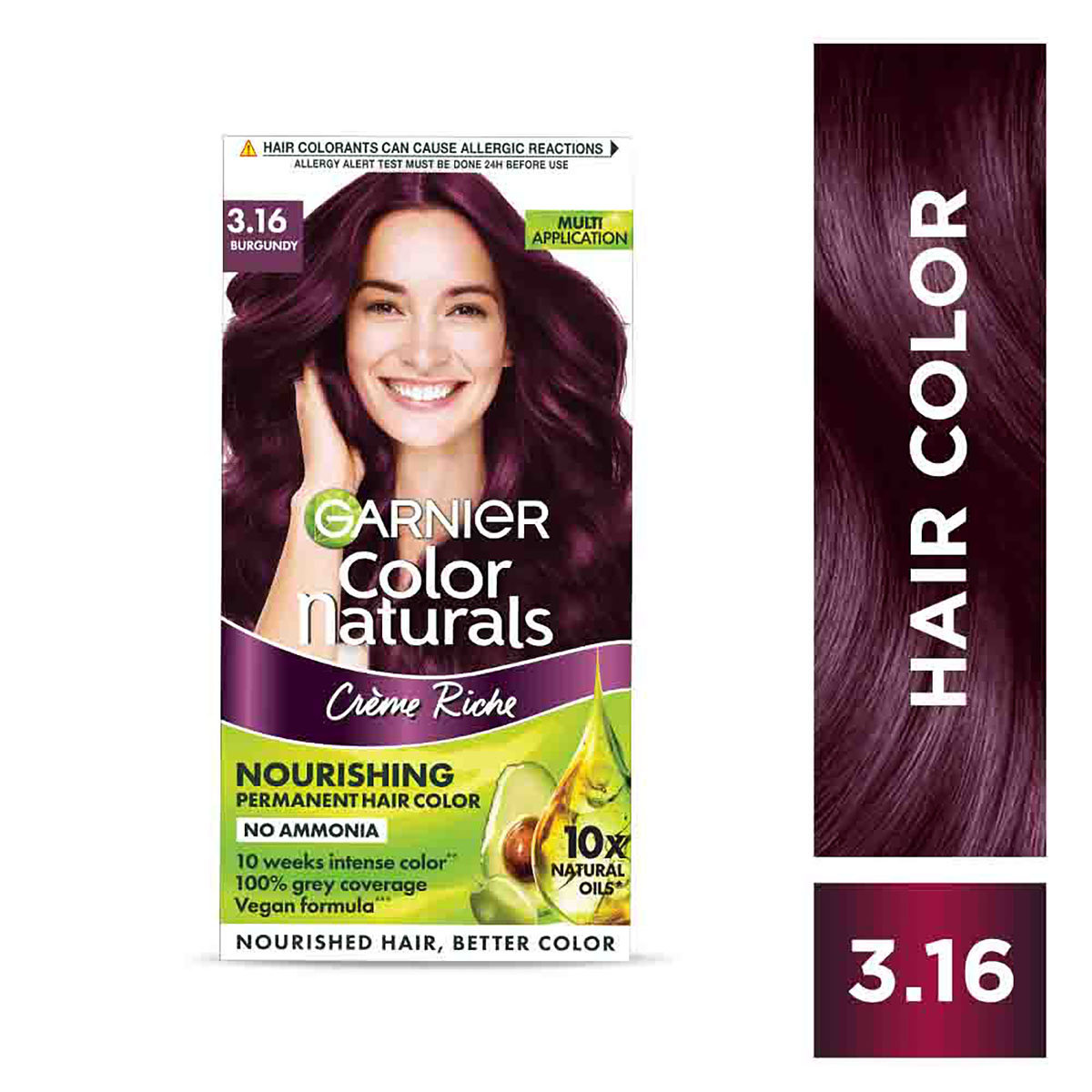 Garnier Color Naturals Shade 3.16 Burgundy Crème Hair Color, 1 Kit, Pack of 1 Garnier Color Naturals Shade 3.16 Burgundy Crème Hair Color, 1 Kit, Pack of 1