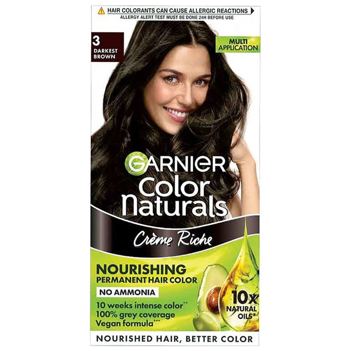 Garnier Color Naturals Crème Shade 3 Darkest Brown Hair Color, 1 Kit, Pack of 1 Garnier Color Naturals Crème Shade 3 Darkest Brown Hair Color, 1 Kit, Pack of 1