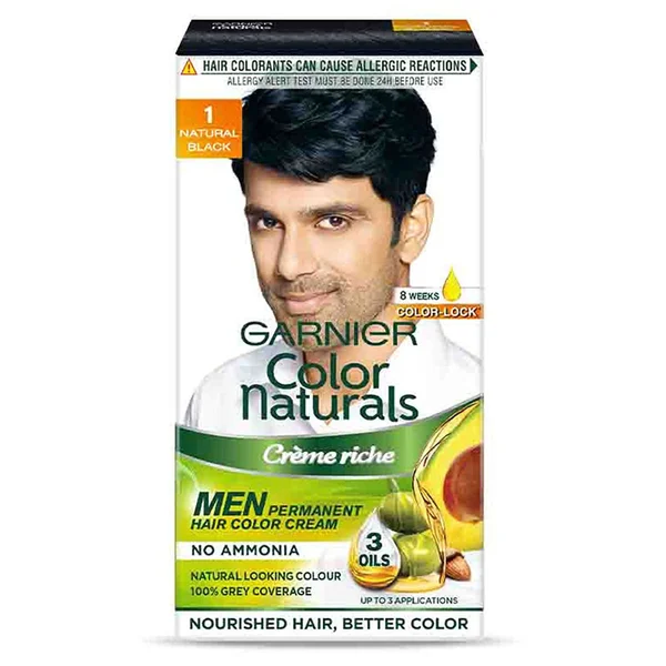 Garnier Color Naturals Men Creme Riche 1 Natural Black, 1 Kit, Pack of 1