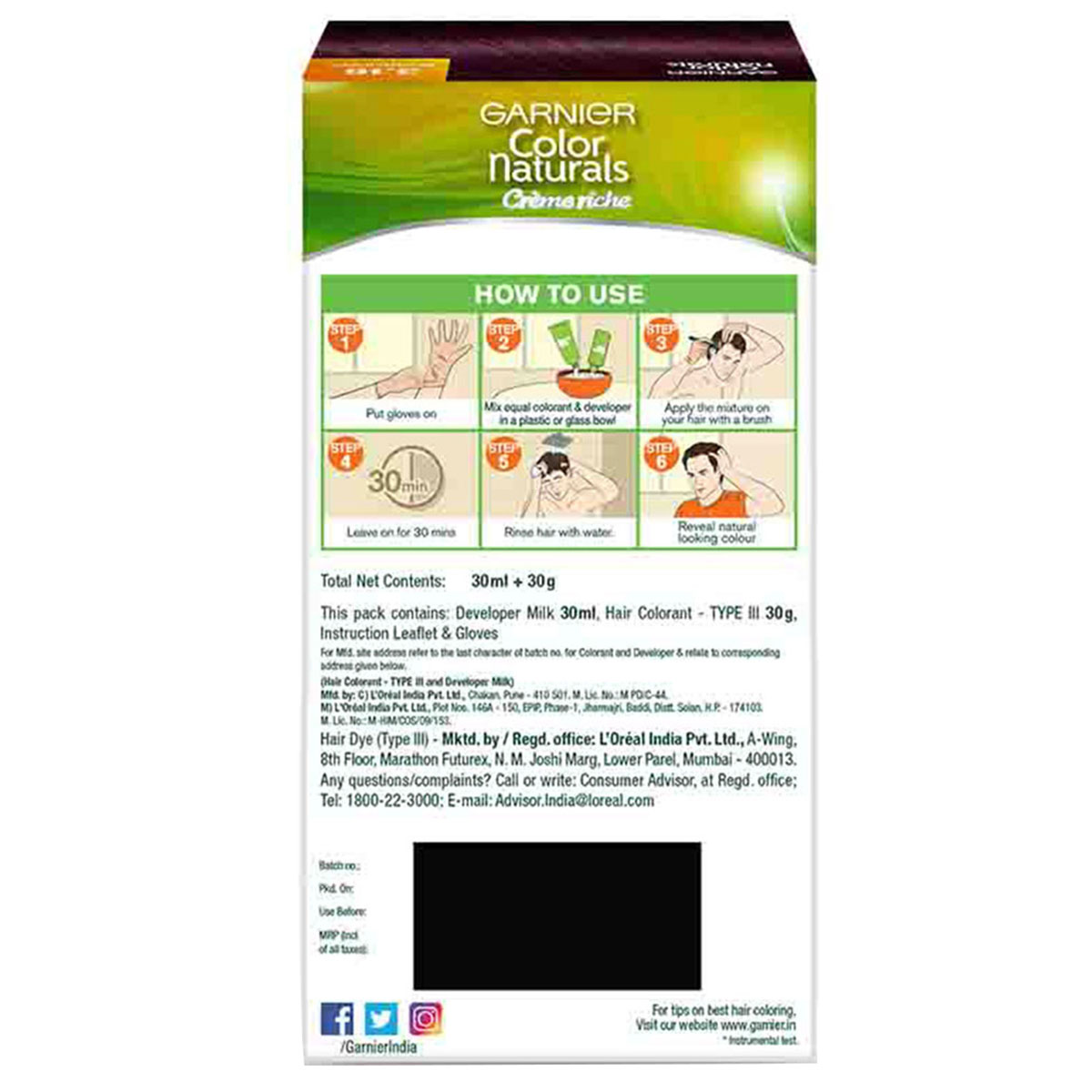 Garnier Color Naturals Men Shade 3.16 Hair Color, Burgundy, 1 Count (30ml + 30gm), Pack of 1 Garnier Color Naturals Men Shade 3.16 Hair Color, Burgundy, 1 Count (30ml + 30gm), Pack of 1