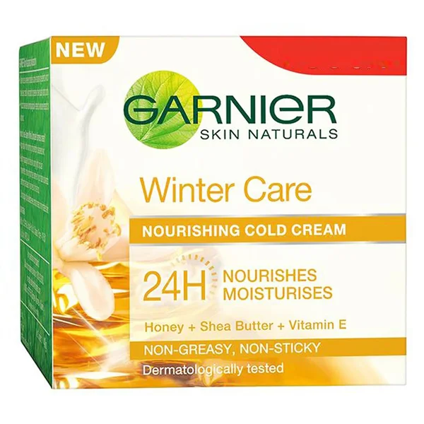 Garnier Winter Care Nourishing Cold Cream 40 ml | Honey, Shea Butter &amp; Vitamin E | 24Hr Of Nourishment &amp; Moisturization | Non Greasy &amp; Non Sticky, Pack of 1