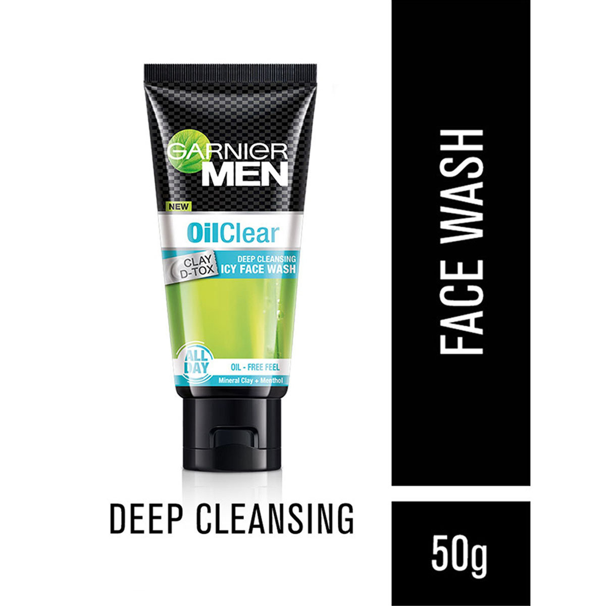 Garnier Men Oil Clear Clay D-Tox Deep Cleansing Icy Face Wash 50 gm | Mineral Clay & Menthol | Removes Excess Oil | Makes Skin Clean & Fresh | For Men, Pack of 1 Garnier Men Oil Clear Clay D-Tox Deep Cleansing Icy Face Wash 50 gm | Mineral Clay & Menthol | Removes Excess Oil | Makes Skin Clean & Fresh | For Men, Pack of 1