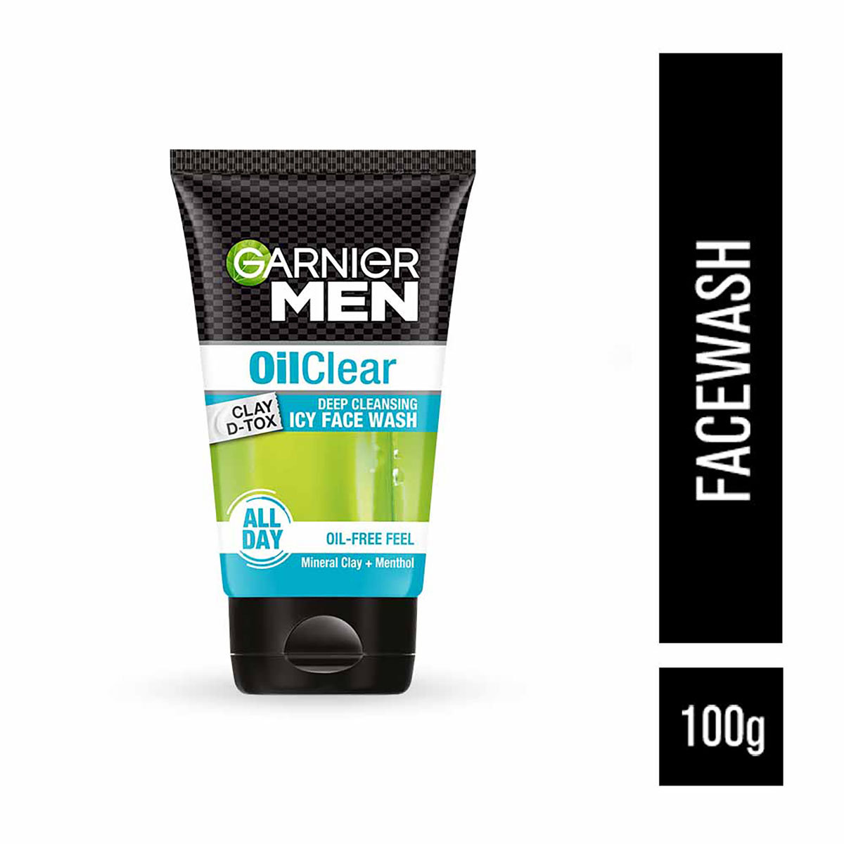 Garnier Men Oil Clear Clay D-Tox Deep Cleansing Icy Face Wash 100 gm | Mineral Clay & Menthol | Removes Excess Oil | Makes Skin Clean & Fresh | For Men, Pack of 1 Garnier Men Oil Clear Clay D-Tox Deep Cleansing Icy Face Wash 100 gm | Mineral Clay & Menthol | Removes Excess Oil | Makes Skin Clean & Fresh | For Men, Pack of 1