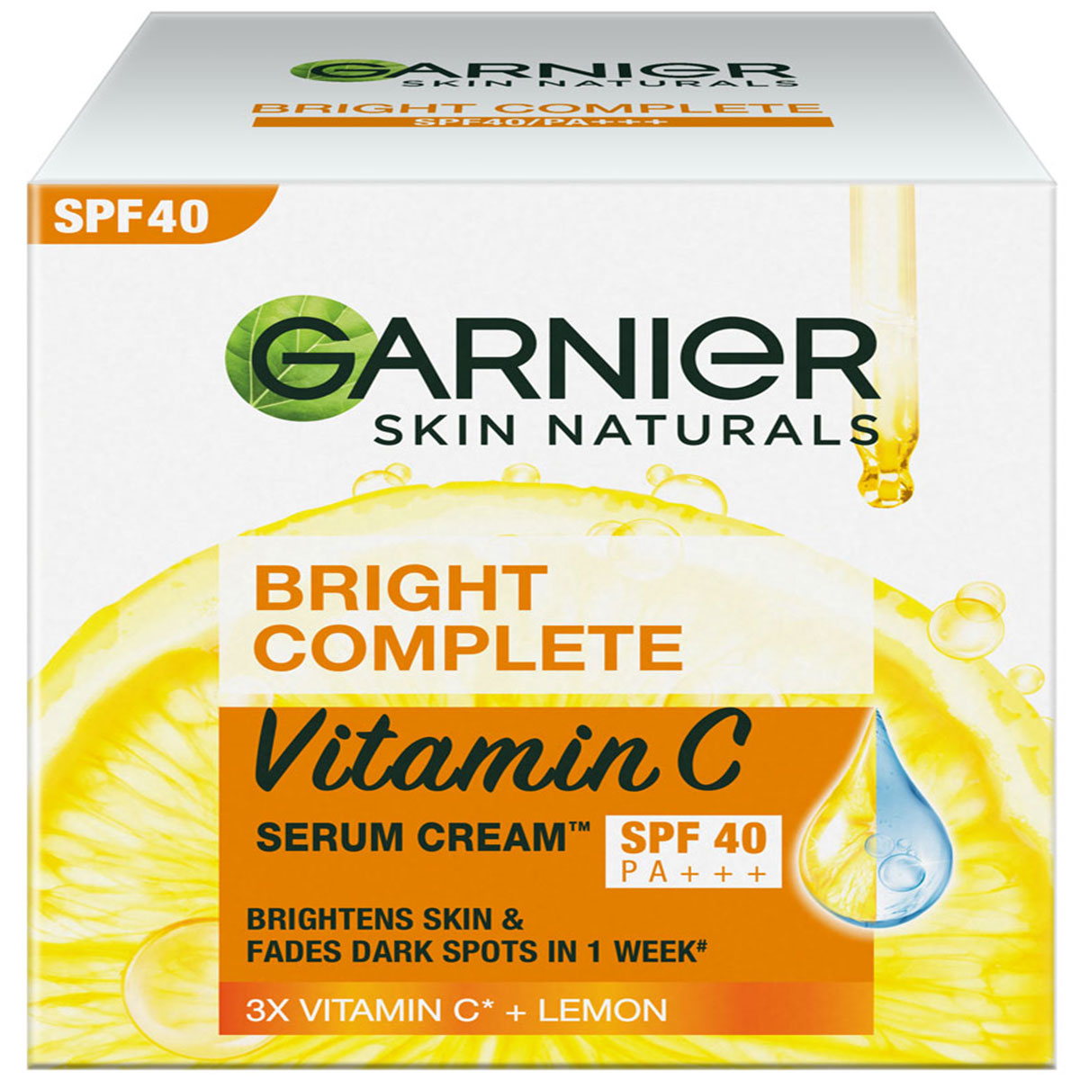 Garnier Bright Complete Vitamin C SPF 40 PA+++ Serum Cream, 45 gm, Pack of 1 Garnier Bright Complete Vitamin C SPF 40 PA+++ Serum Cream, 45 gm, Pack of 1