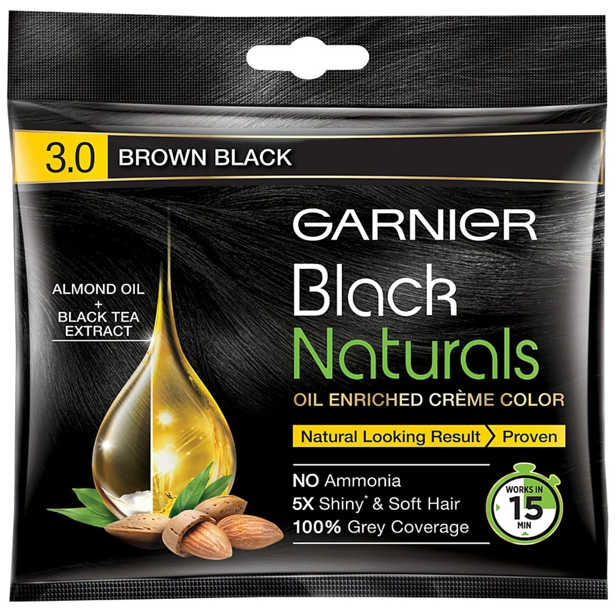 Garnier Black Naturals Shade 3 Hair Color, Brown Black, 1 Count (20ml + 20gm), Pack of 1 Garnier Black Naturals Shade 3 Hair Color, Brown Black, 1 Count (20ml + 20gm), Pack of 1