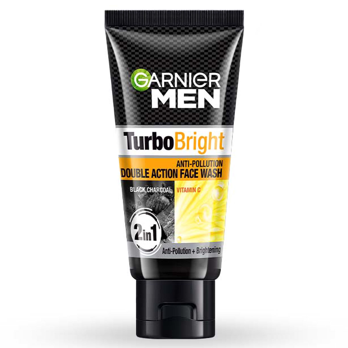Garnier Men Turbo Bright Double Action Facewash 50 gm | Black Charcoal & Icy Clay Complex | Anti Pollution & Brightening Face Wash | For Men Only, Pack of 1 Garnier Men Turbo Bright Double Action Facewash 50 gm | Black Charcoal & Icy Clay Complex | Anti Pollution & Brightening Face Wash | For Men Only, Pack of 1