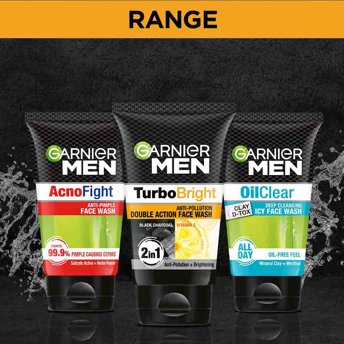 Garnier Men Turbo Bright Double Action Facewash 50 gm | Black Charcoal & Icy Clay Complex | Anti Pollution & Brightening Face Wash | For Men Only, Pack of 1 Garnier Men Turbo Bright Double Action Facewash 50 gm | Black Charcoal & Icy Clay Complex | Anti Pollution & Brightening Face Wash | For Men Only, Pack of 1