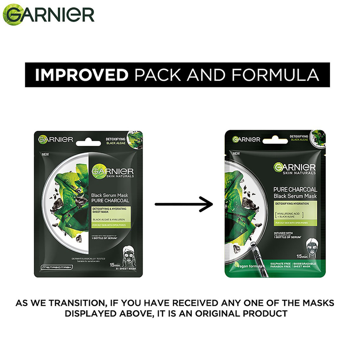 Garnier Pure Charcoal Black Serum Mask 28 gm | Hyaluronic Acid & Black Algae | Helps In Skin Detoxifying & Hydration | For Oily Skin, Pack of 1 Garnier Pure Charcoal Black Serum Mask 28 gm | Hyaluronic Acid & Black Algae | Helps In Skin Detoxifying & Hydration | For Oily Skin, Pack of 1