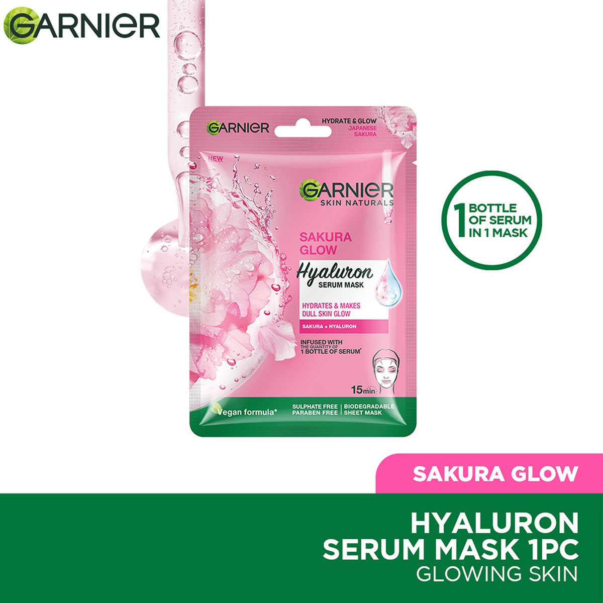 Garnier Skin Naturals Sakura White Face Serum Sheet Mask, 28 gm, Pack of 1 Garnier Skin Naturals Sakura White Face Serum Sheet Mask, 28 gm, Pack of 1