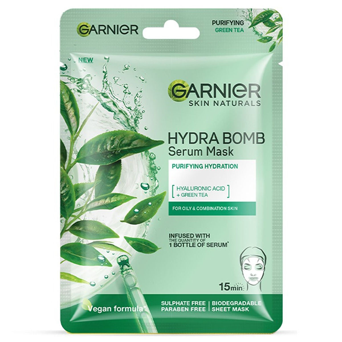 Garnier Skin Naturals Green Face Serum Sheet Mask, 28 gm | Uses ...