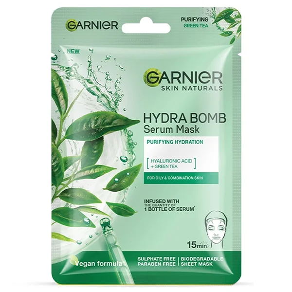 Garnier Skin Naturals Green Face Serum Sheet Mask, 28 gm, Pack of 1
