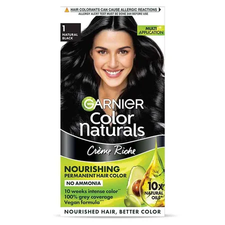 Garnier Color Naturals Crème Riche Nourishing Hair Colour Shade 1, Natural Black, 30 ml+ 30 gm