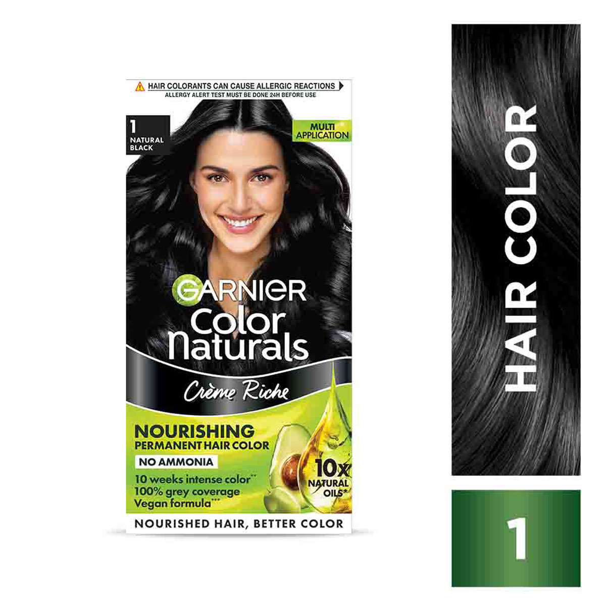 Garnier Color Naturals Crème Riche Nourishing Hair Colour Shade 1, Natural Black, 30 ml+ 30 gm, Pack of 1 Garnier Color Naturals Crème Riche Nourishing Hair Colour Shade 1, Natural Black, 30 ml+ 30 gm, Pack of 1