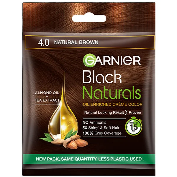 Garnier Color Naturals Crame Riche Nourishing Hair Colour Shade 4.0, Brown, 30 ml+ 30 gm