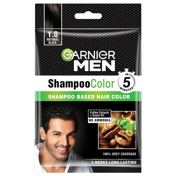 Garnier Men Shade 1 Shampoo Color, Natural Black, 1 Count