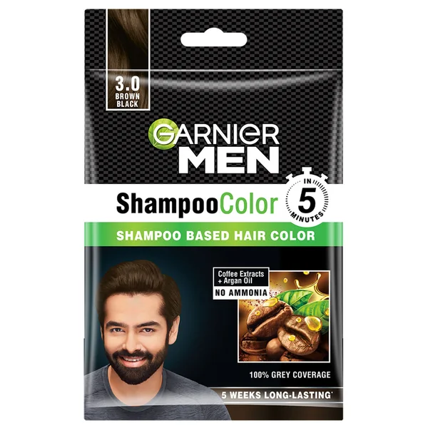 Garnier Men Shade 3 Shampoo Color, Brown Black, 1 Count