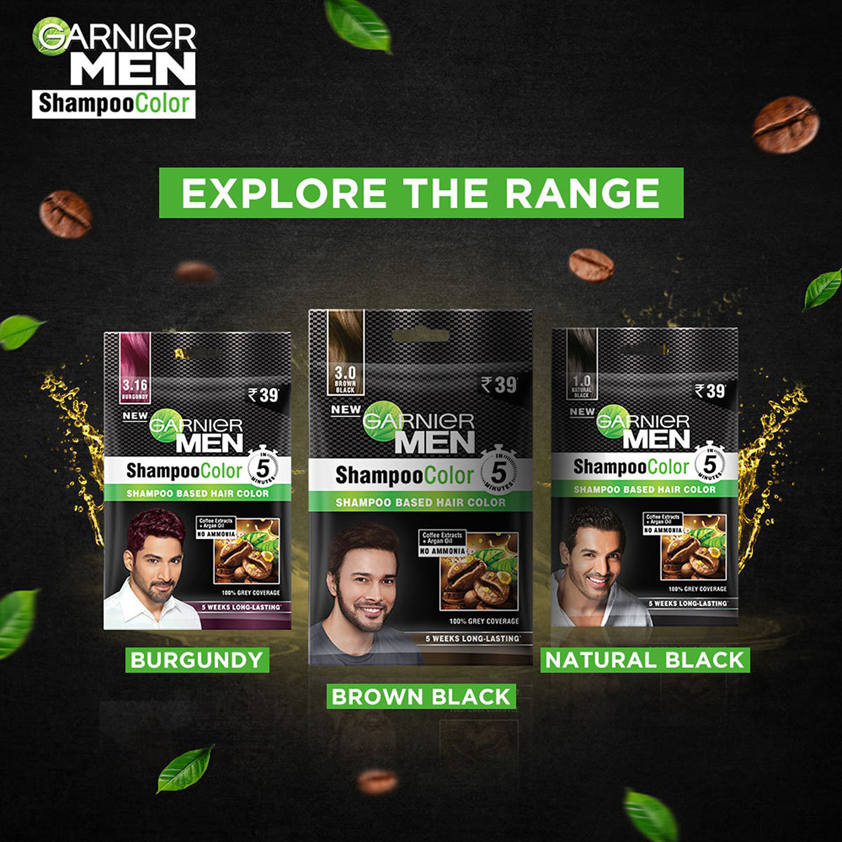 Garnier Men Shade 3 Shampoo Color, Brown Black, 1 Count, Pack of 1 Garnier Men Shade 3 Shampoo Color, Brown Black, 1 Count, Pack of 1