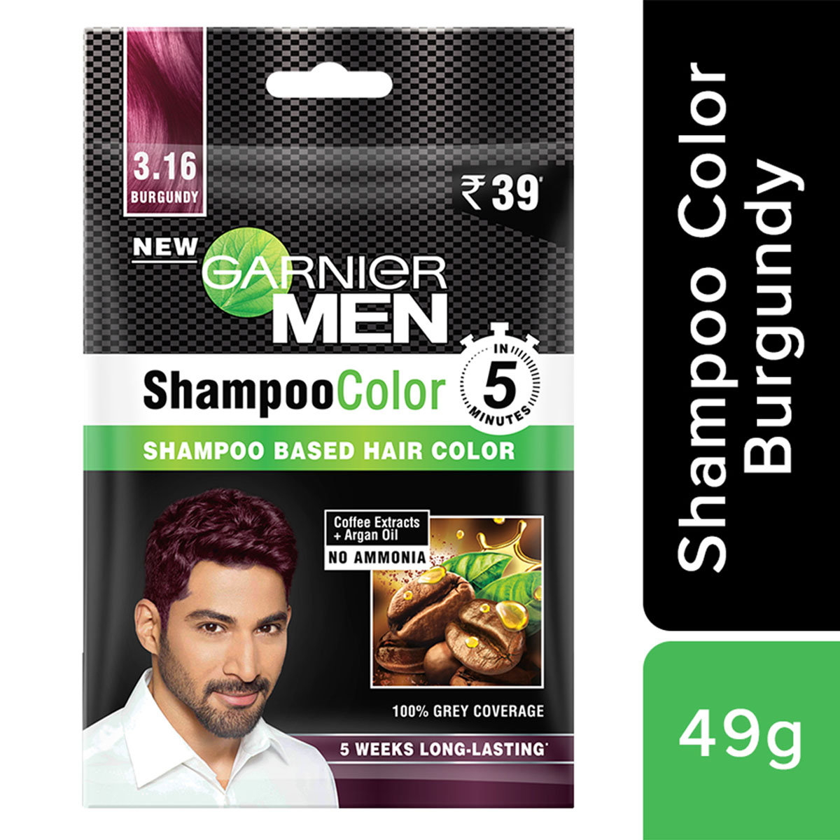 Garnier Men Shade 3.16 Shampoo Color, Burgundy, 1 Count, Pack of 1 Garnier Men Shade 3.16 Shampoo Color, Burgundy, 1 Count, Pack of 1