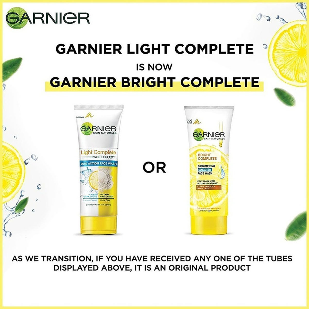 Garnier Bright Complete Brightening Duo Action Face Wash 100 gm | Lemon Extract & White Clay | Instant Brightening | Combats Dark Spots | For All Skin Type, Pack of 1 Garnier Bright Complete Brightening Duo Action Face Wash 100 gm | Lemon Extract & White Clay | Instant Brightening | Combats Dark Spots | For All Skin Type, Pack of 1