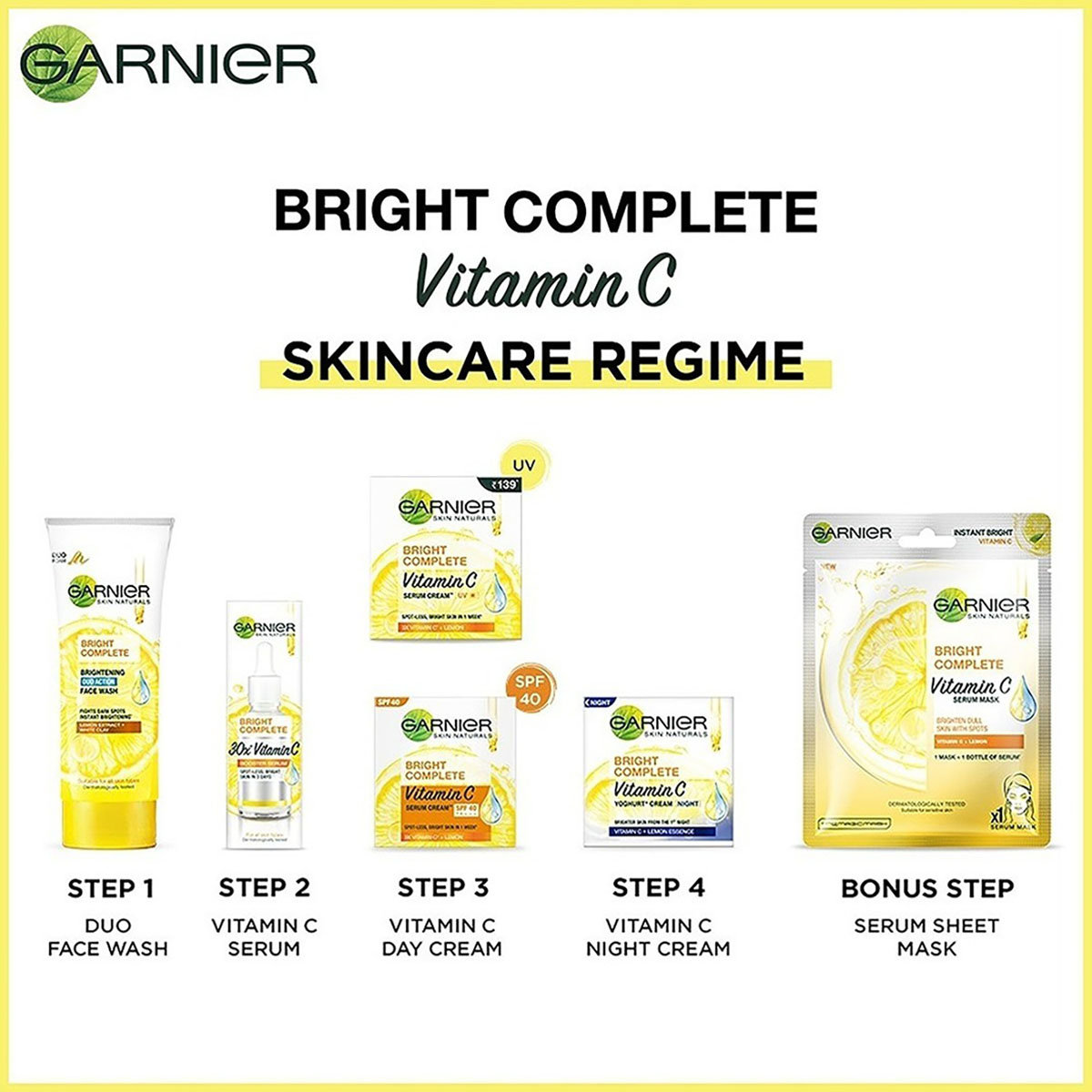 Garnier Bright Complete Brightening Duo Action Face Wash 100 gm | Lemon Extract & White Clay | Instant Brightening | Combats Dark Spots | For All Skin Type, Pack of 1 Garnier Bright Complete Brightening Duo Action Face Wash 100 gm | Lemon Extract & White Clay | Instant Brightening | Combats Dark Spots | For All Skin Type, Pack of 1