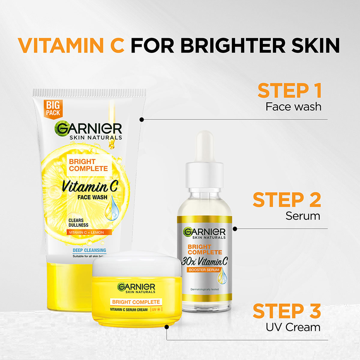 Garnier Bright Complete Vitamin C + Lemon Serum Cream, 45 gm, Pack of 1 Garnier Bright Complete Vitamin C + Lemon Serum Cream, 45 gm, Pack of 1