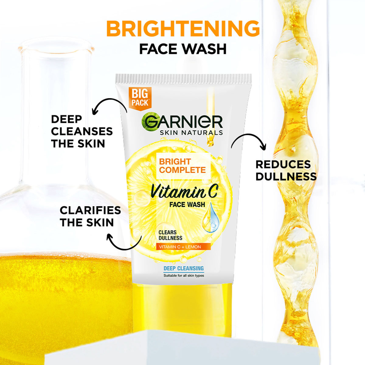 Garnier Bright Complete Vitamin C Face Wash 150 gm, Pack of 1 Garnier Bright Complete Vitamin C Face Wash 150 gm, Pack of 1