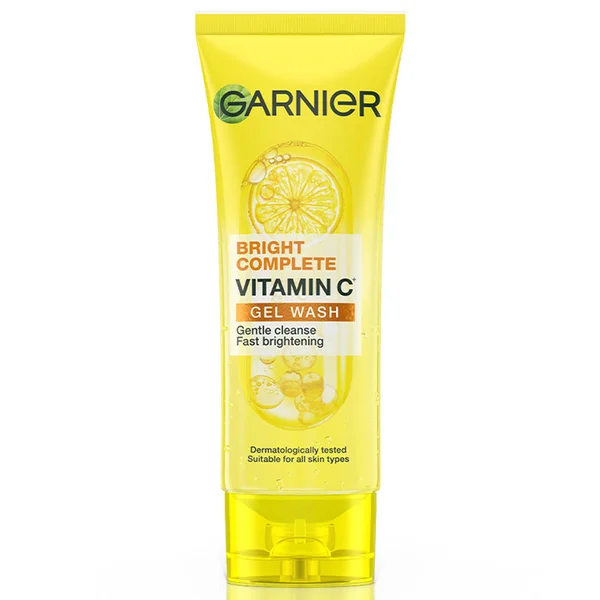 Garnier Bright Complete Vitamin C Gel Face Wash 100 gm| Vitamin C & Lemon | Gentle Cleansing | Instant Brightening | Lightweight & Non Sticky | For Sensitive Skin