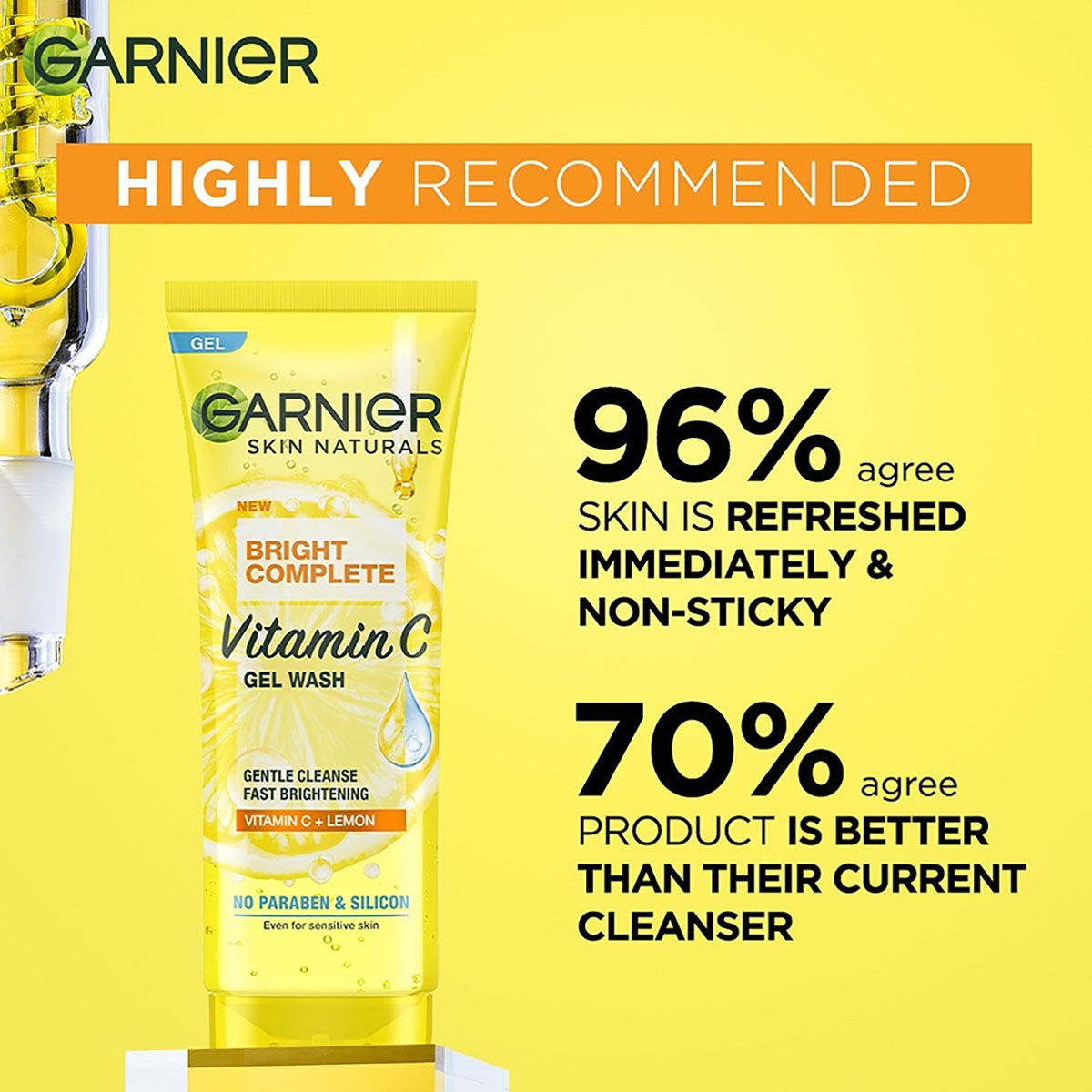 Garnier Bright Complete Vitamin C Gel Face Wash 100 gm| Vitamin C & Lemon | Gentle Cleansing | Instant Brightening | Lightweight & Non Sticky | For Sensitive Skin, Pack of 1 Garnier Bright Complete Vitamin C Gel Face Wash 100 gm| Vitamin C & Lemon | Gentle Cleansing | Instant Brightening | Lightweight & Non Sticky | For Sensitive Skin, Pack of 1