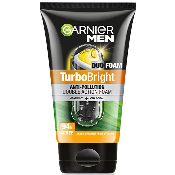 Garnier Men Duo Foam Turbo Bright Double Action Anti Pollution Face Wash, 150 gm