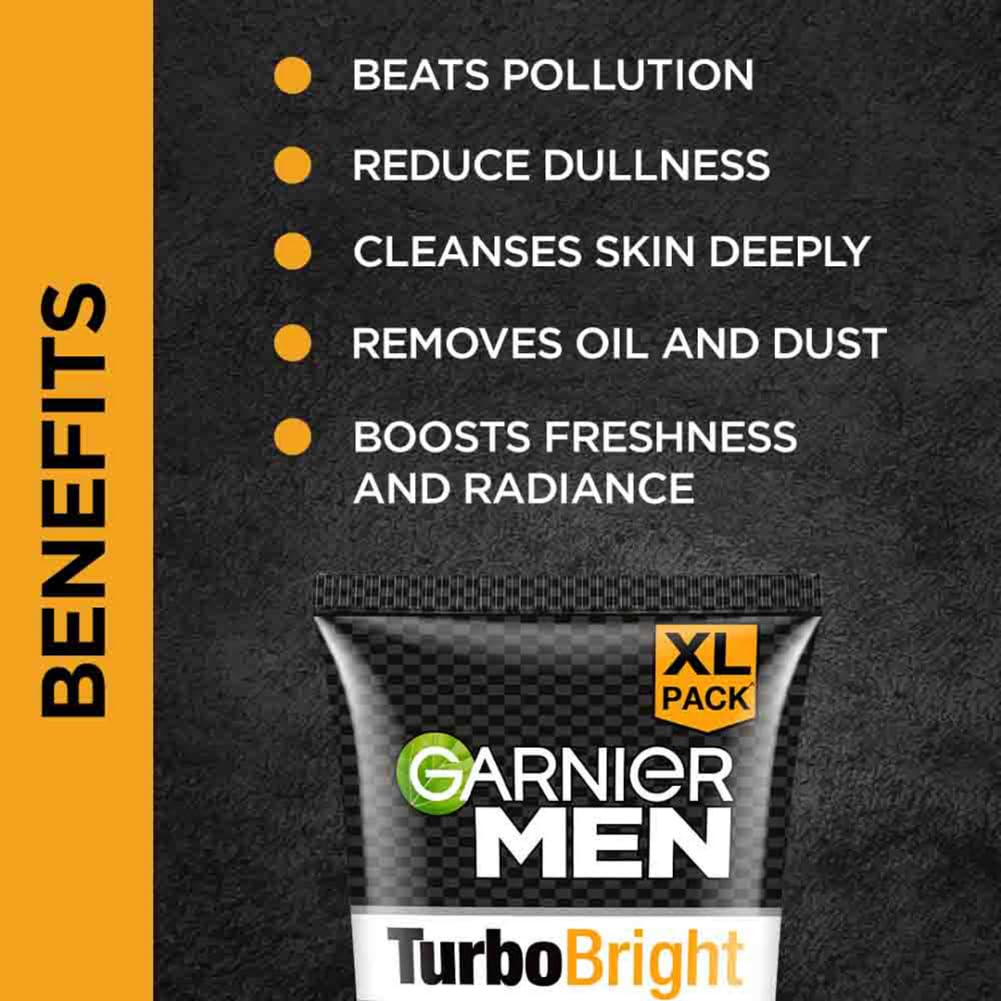 Garnier Men Turbo Bright Double Action Anti Pollution Face Wash, 150 gm, Pack of 1 Garnier Men Turbo Bright Double Action Anti Pollution Face Wash, 150 gm, Pack of 1