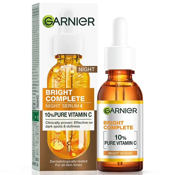 Garnier Bright Complete Night Vitamin C Serum with 10% Pure Vitamin C, 30 ml