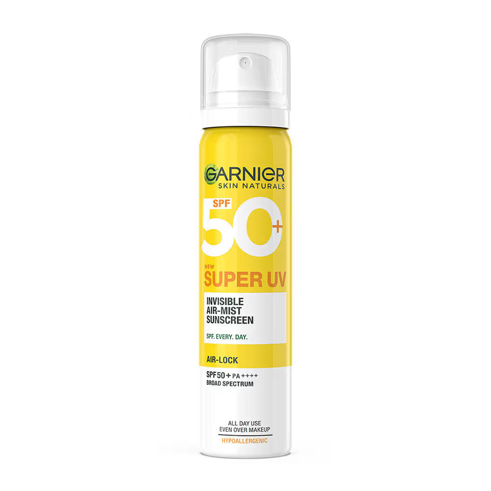 Garnier Super UV Invisible Air Mist SPF 50+ PA++++ Sunscreen, 75 ml, Pack of 1 Garnier Super UV Invisible Air Mist SPF 50+ PA++++ Sunscreen, 75 ml, Pack of 1