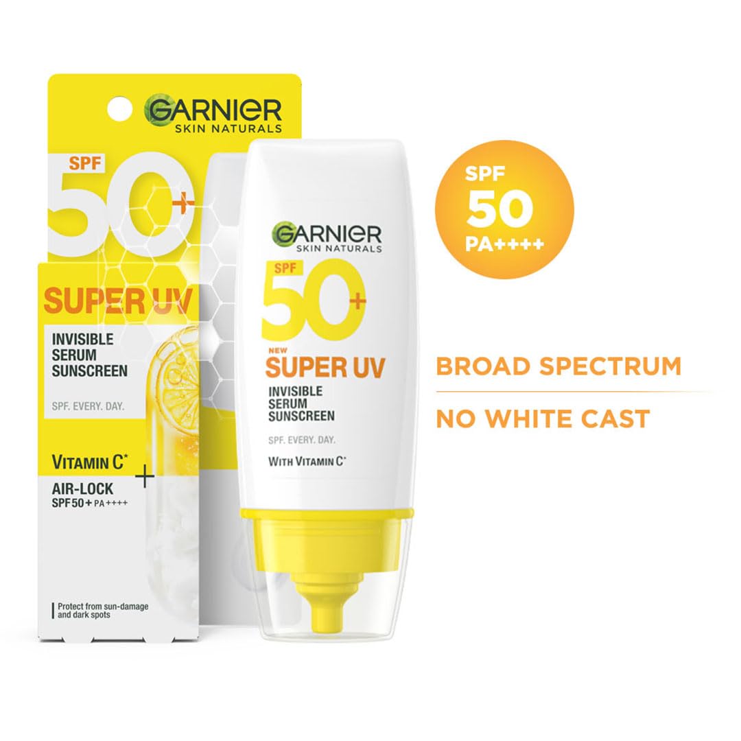 Garnier Super UV Invisible SPF 50+ PA++++ Serum Sunscreen, 30 ml, Pack of 1 Garnier Super UV Invisible SPF 50+ PA++++ Serum Sunscreen, 30 ml, Pack of 1