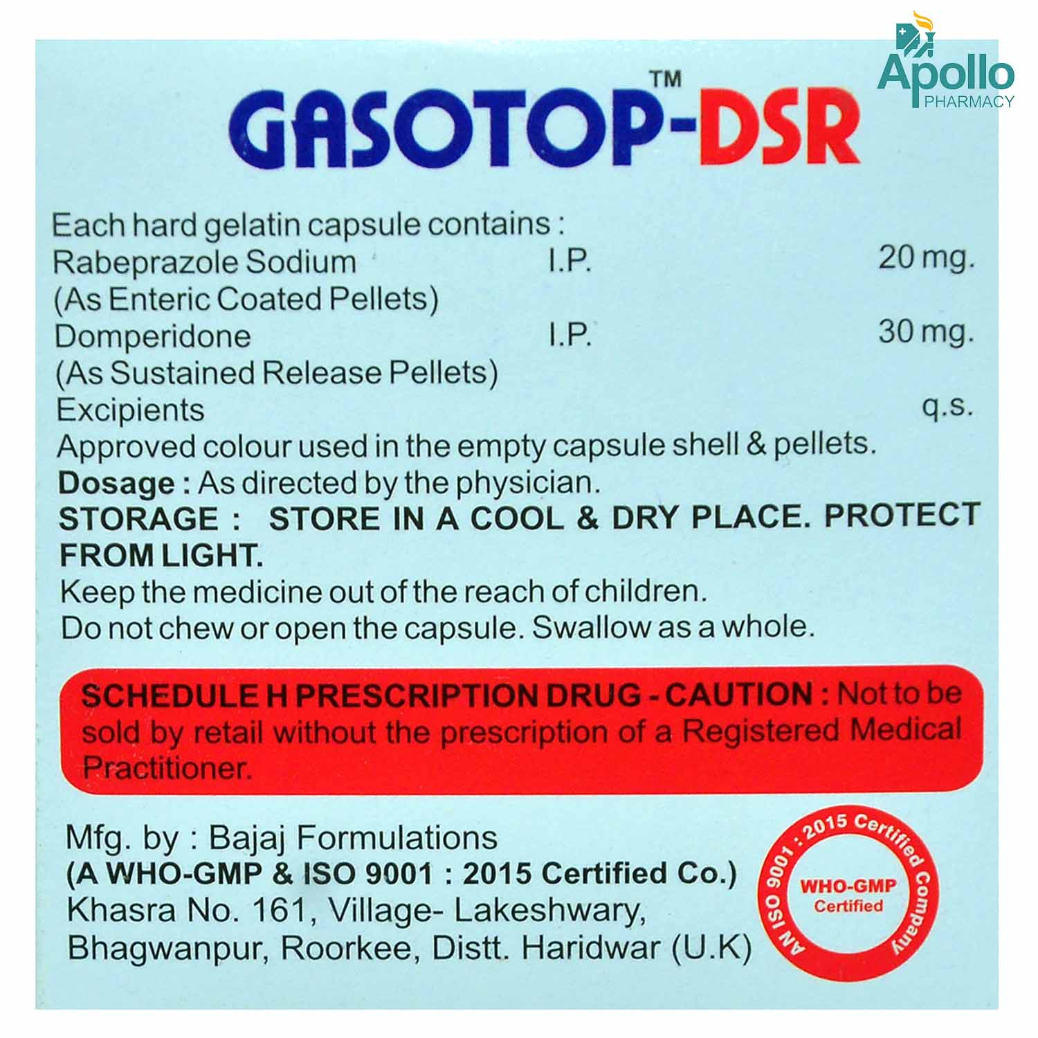 Buy Gasotop DSR Capsule online | Uses, Side Effects, Price and ...