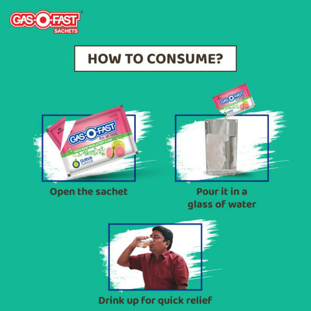 Gas-O-Fast Guava Flavour Sachet, 5 gm, Pack of 1 Gas-O-Fast Guava Flavour Sachet, 5 gm, Pack of 1